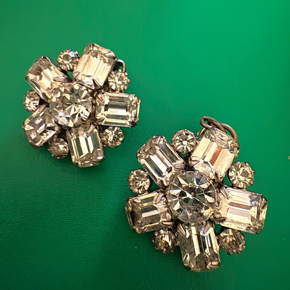 Weiss vintage crystal clip earrings